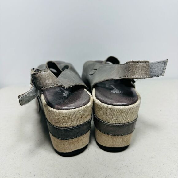 Antelope Collection 818 Women 7/38 Sandals Slingback Gray Leather Wedge Platform - Picture 5 of 8